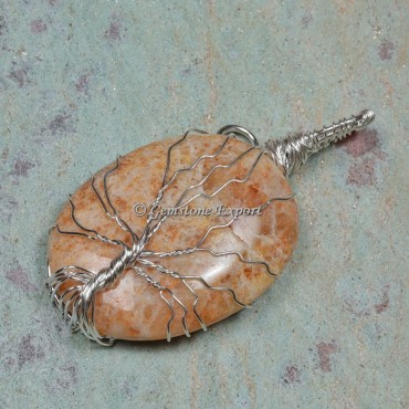 Sunstone Tree Wire Wrap Pendant