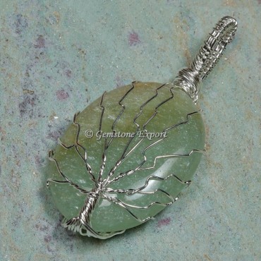 Green Aventurine Tree Wire Wrap Pendant