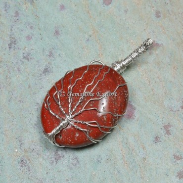 Red Jasper Tree Wire Wrap Pendant