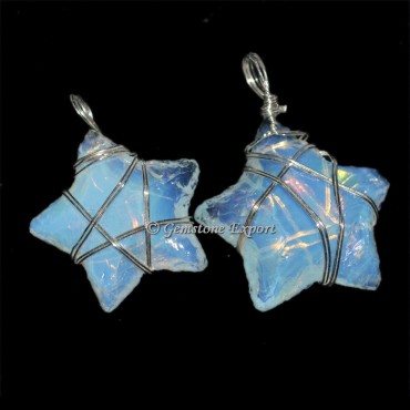 Opalite Star Wire Wrap Pendant