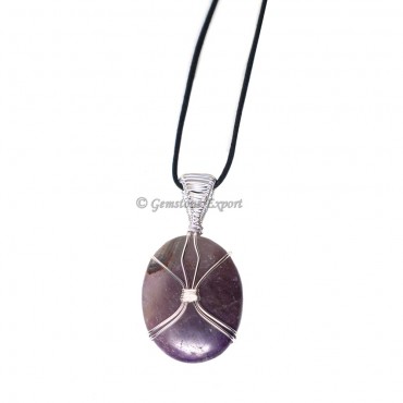 Amethyst Oval Wire Wrap Pendant