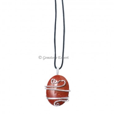 Red Jasper Oval  Wire Wrap Pendant