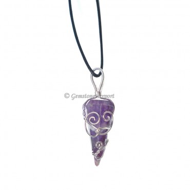 Six Faceted Amethyst Wire Wrap Pendant