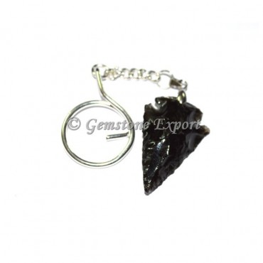 Black Obsidian Arrowheads Keyring