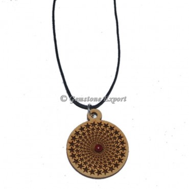 Engraved Star Symbol Wooden Pendants