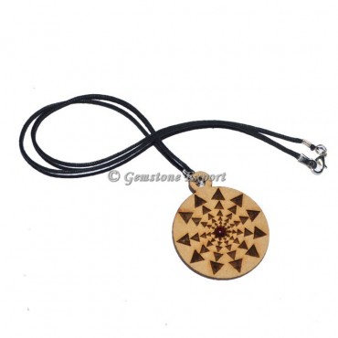 Engraved Triangle Symbol Wooden Pendants