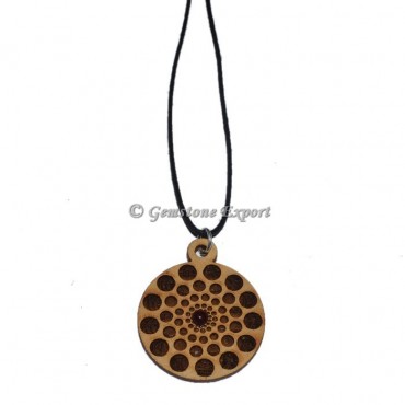 Engraved Round Design On Wooden Pendants