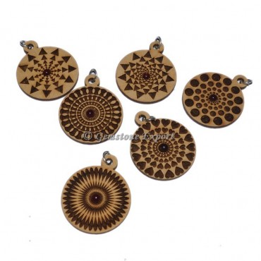 Mix Assorted Engraved Wooden Pendants