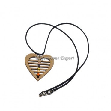 Wooden Heart Shape Chakra Pendants