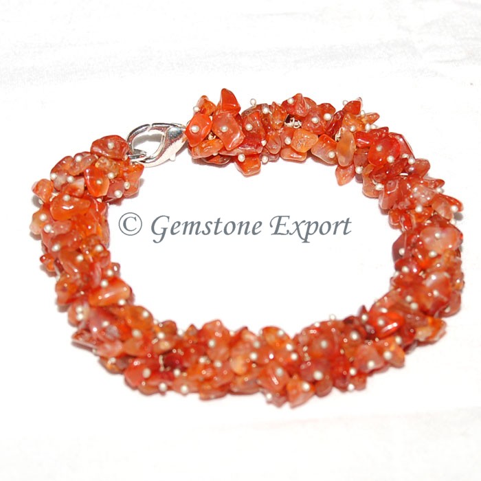 Carnelian Chips Stone Bracelet