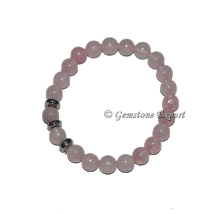 Round Charm Rose Quartz Bracelets
