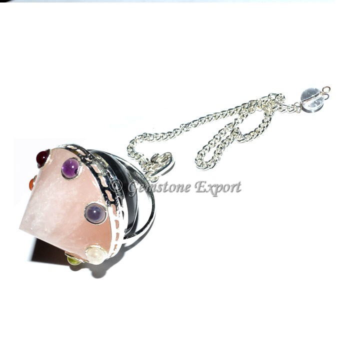 Rose Quartz Energy Cone Chakra Pendulum