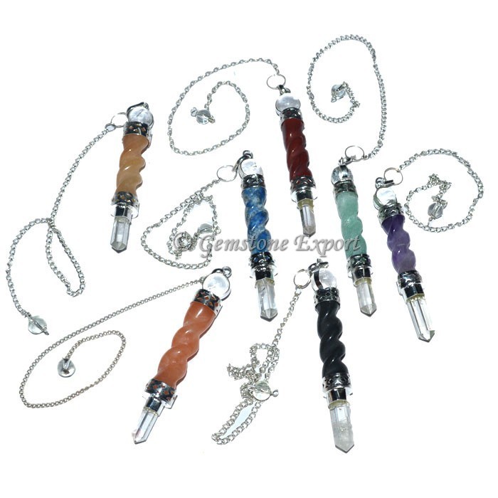 Twisted Spiral Seven Chakra Pendulum