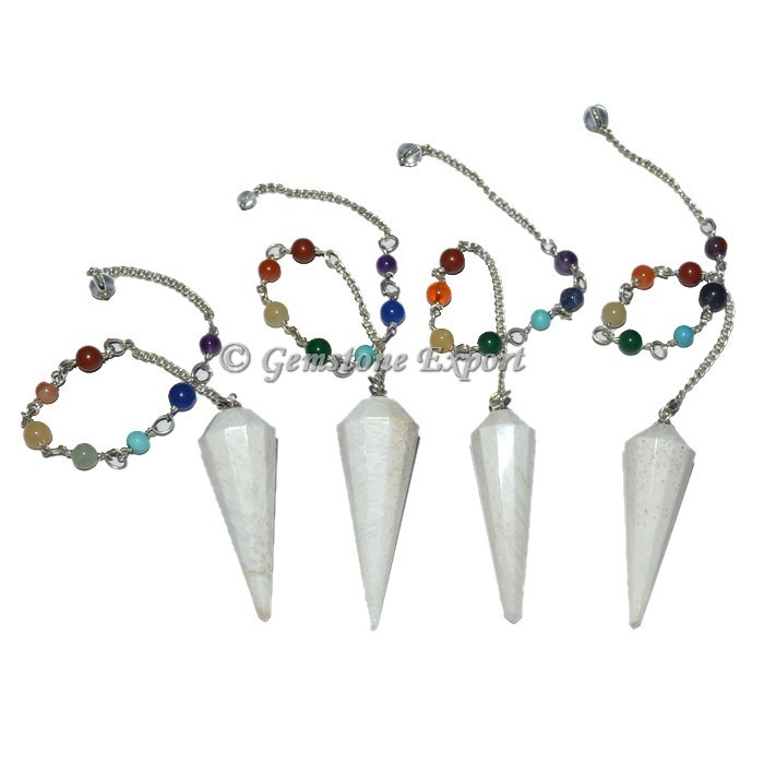 Scolecite 12 Faceted Chakra Pendulum