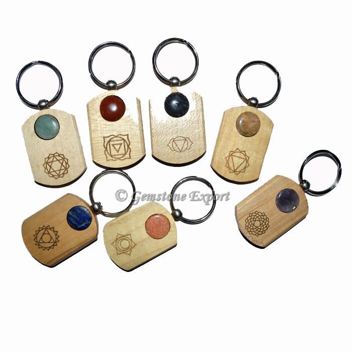Wooden Chakra Keychain Set