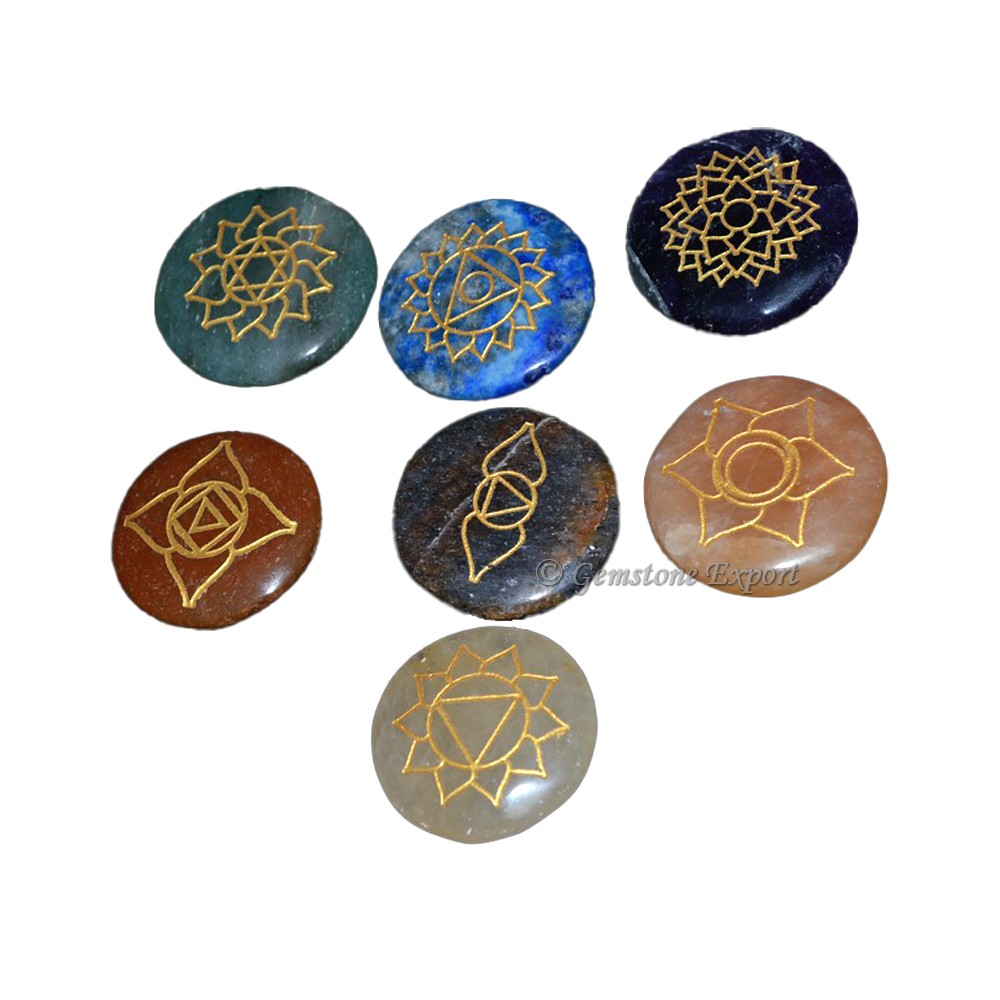 Engraved Flower OF Life Chakra Set