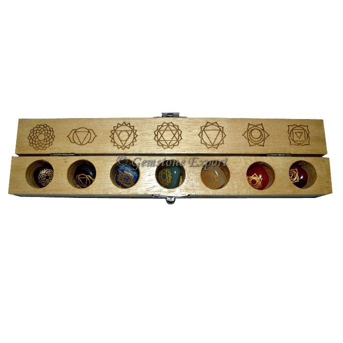 Chakra Engraved Tumbled Set with Carving Box