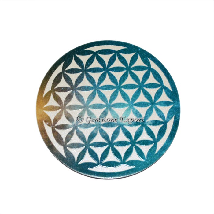 Printed Flower Of Life Wooden Coaster