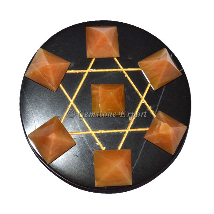 David Start set of Golden Quartz Pyramids