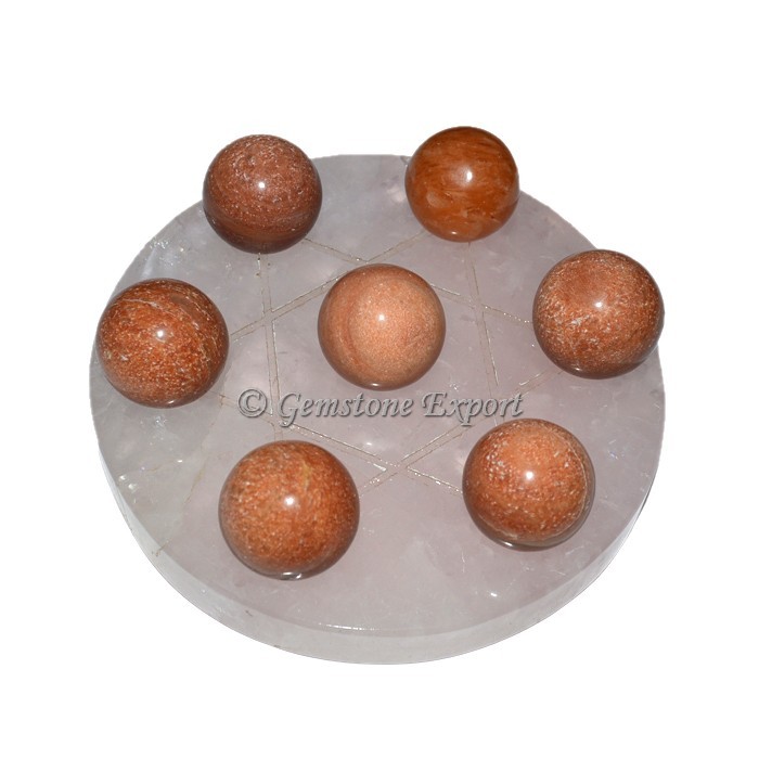 Rose Quartz with Peach Aventurine Sphere Set