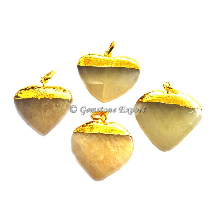 Golden Quartz Hearts Electroplated Pendant