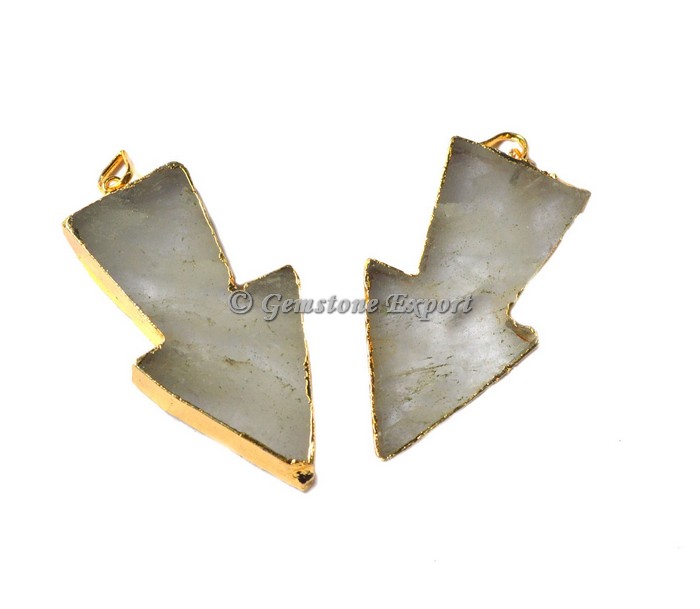 Arrow Shape Crystal Quartz Electroplated Pendant