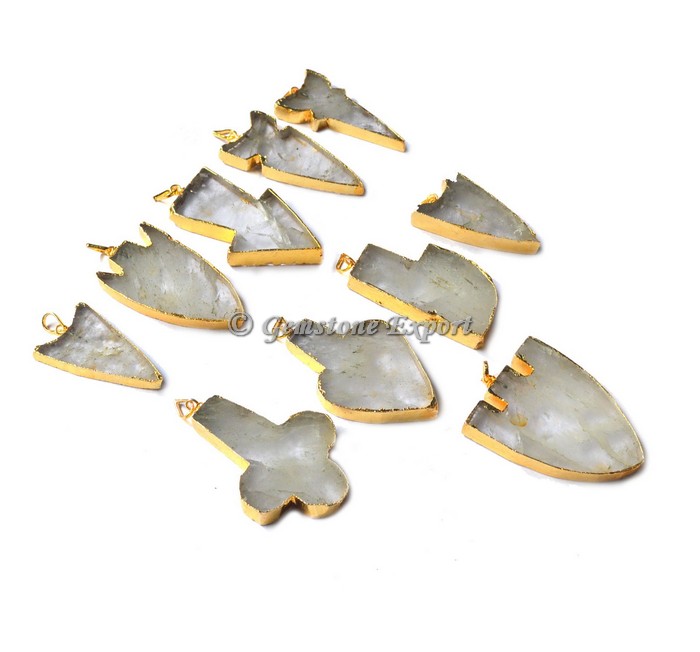 Mix Shape Crystal Quartz Electroplated Pendant