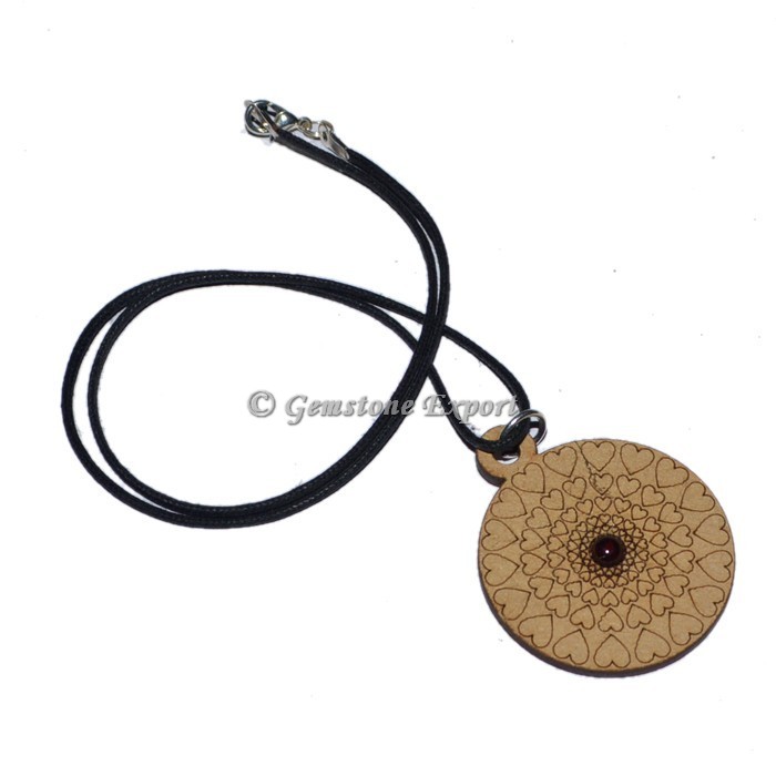 Heart Symbol On Wood Engraved Pendants