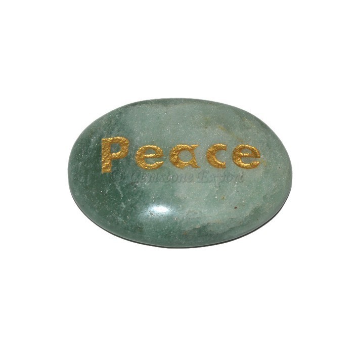 Green Aventurine Peace Engraved Stone