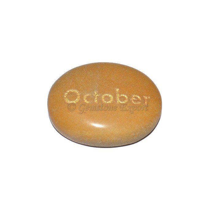 Yellow Jasper October Engraved Stone