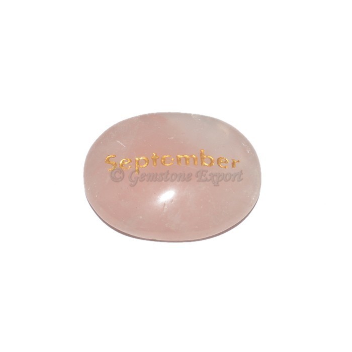 Rose Quartz September Engraved Stone