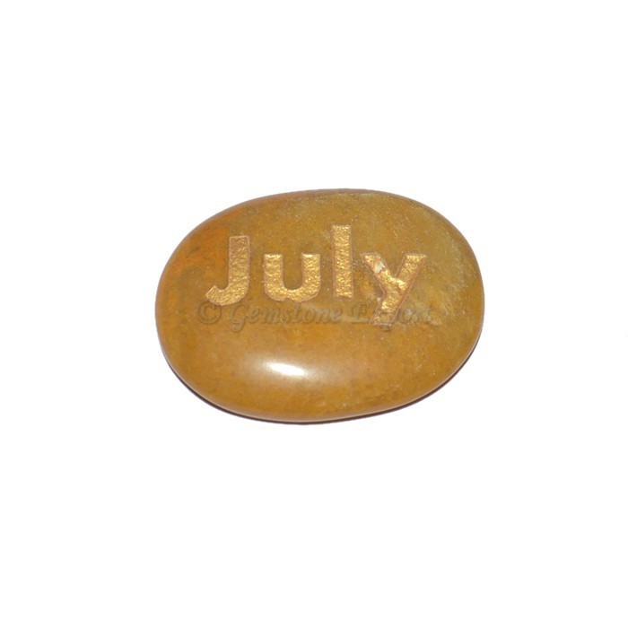 Yellow Jasper July Engraved Stone