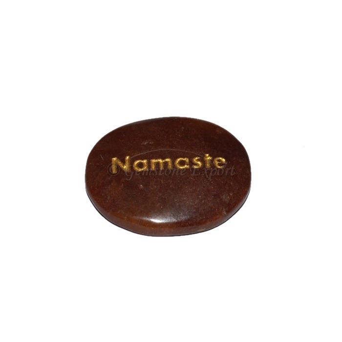 Peach Aventurine Namste Engraved Stone