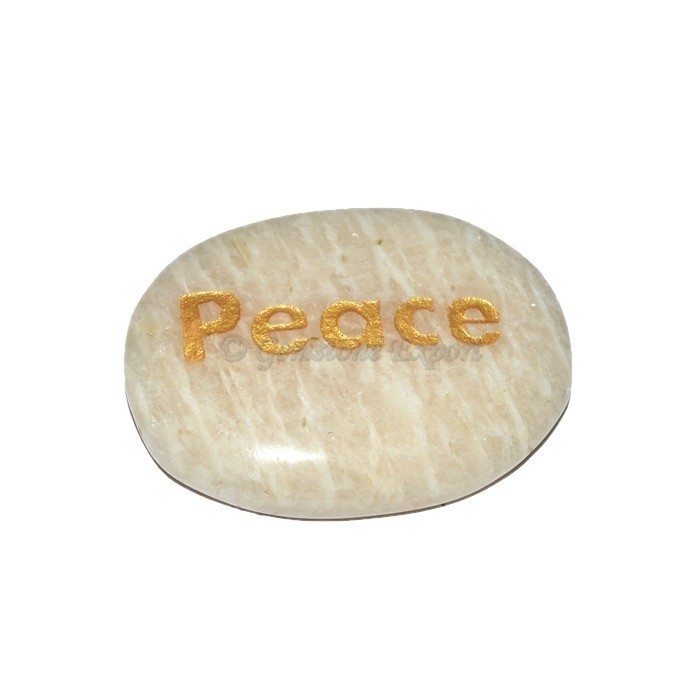 Moon Stone Peace Engraved Stone