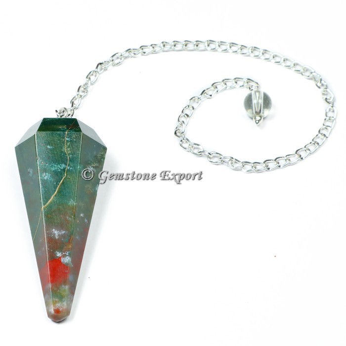 Blood Stone Faceted Pendulum