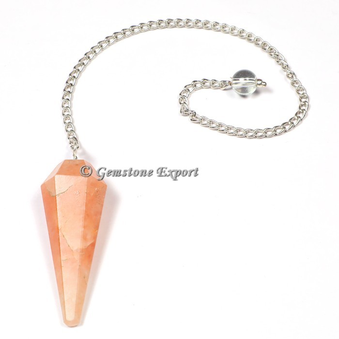Peach Aventurine Faceted Pendulum