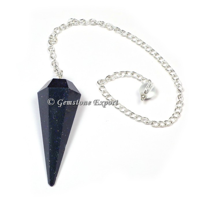 Blue Sun Stone Faceted Pendulum