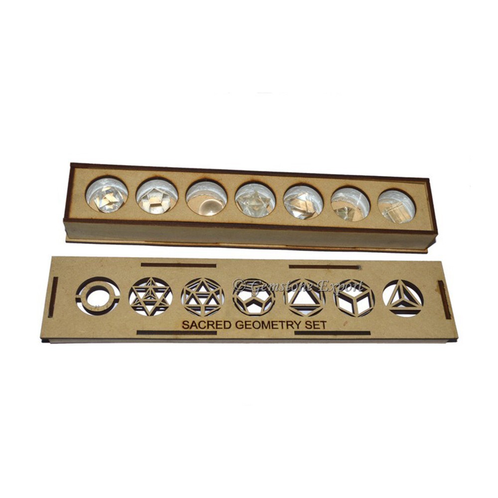 Crystal Quartz Sacred Geometry Set With Transparent Gift Box