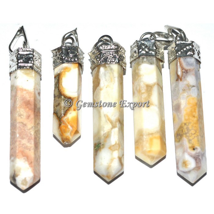 Cobra Skin Jasper Cap Pencil Pendants