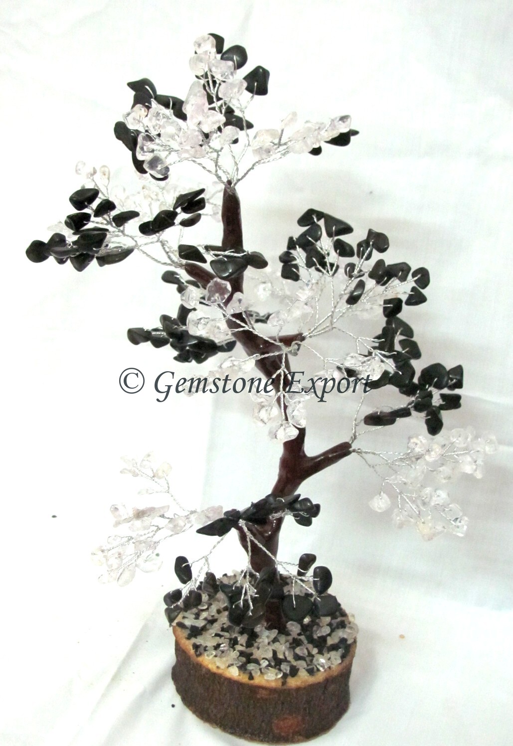 Crystal Stone & Black Agate Chips Tree