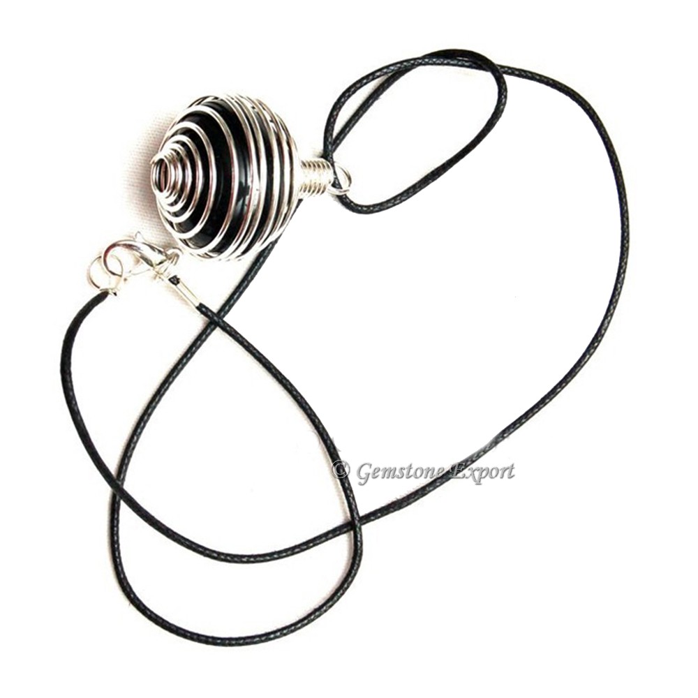 Black Agate Tumbled Stone Pendants