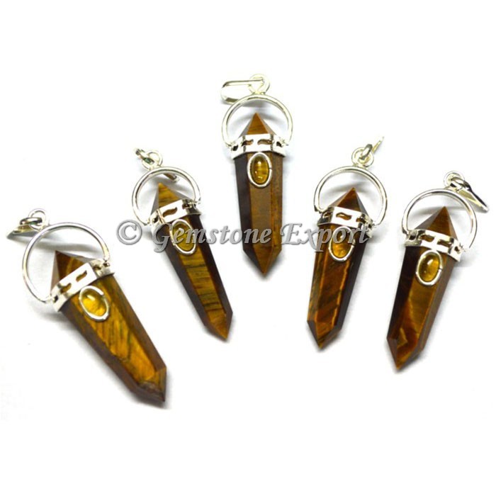 Tiger Eye Double Point Pendants