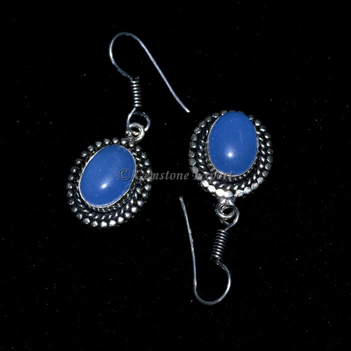 Chalcedony Silver Oval Earing