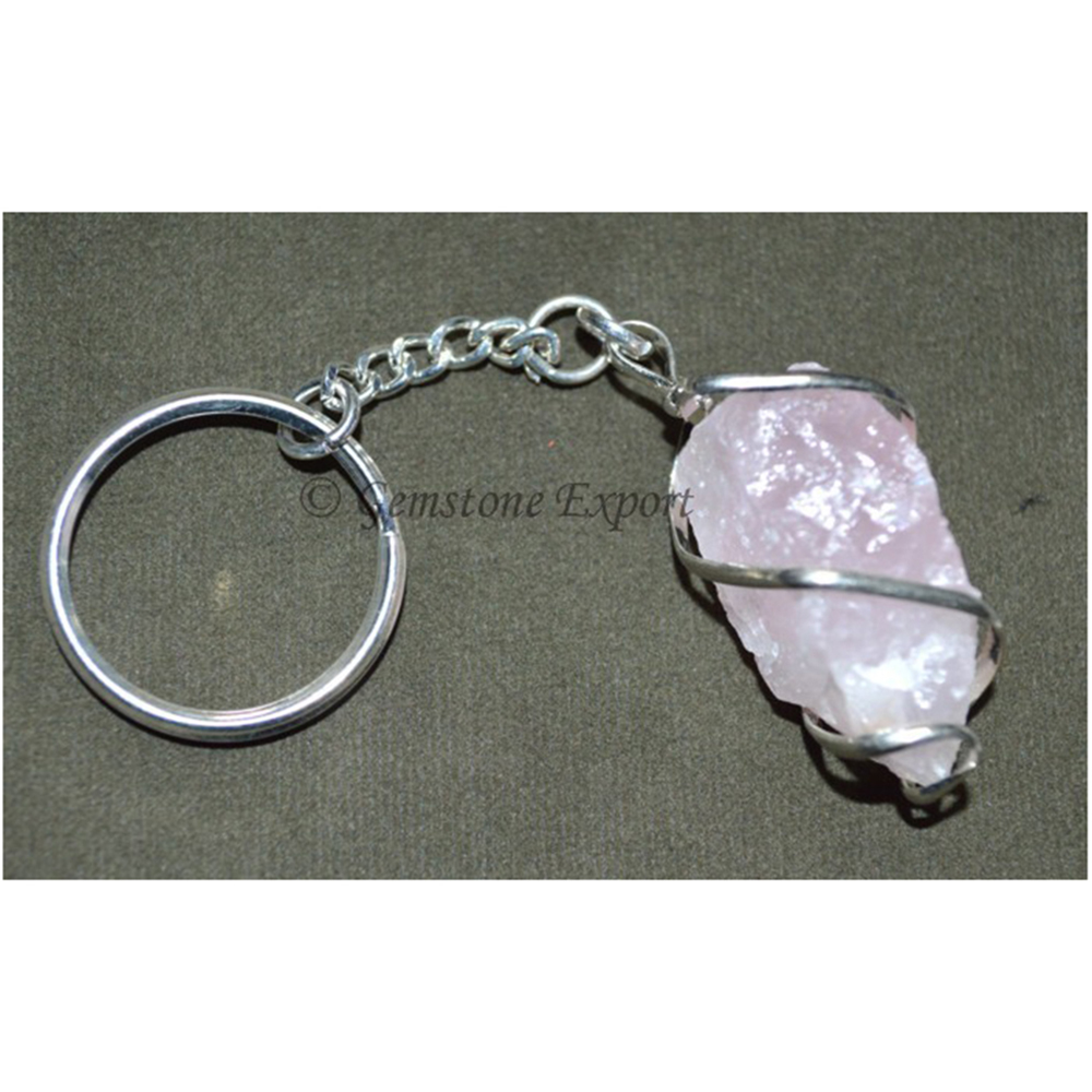 Rose Quartz Hammerd Pendulum Shape Keyring