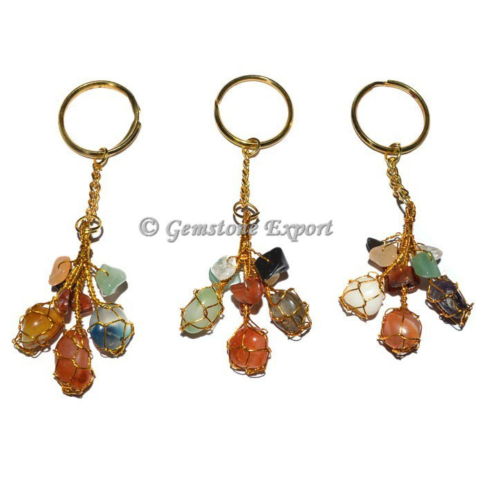 Multi Tumbled and chips Keychain