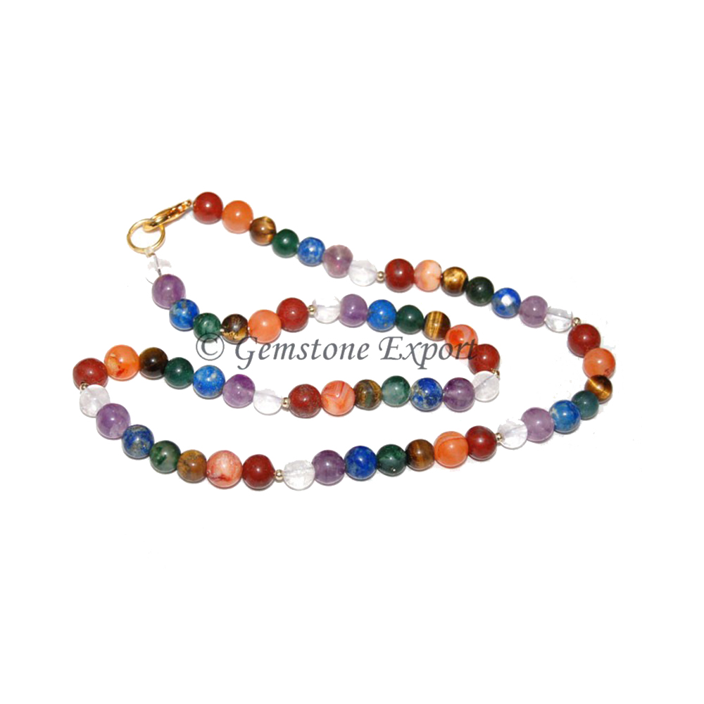 Seven Chakra Round Beads Necklace