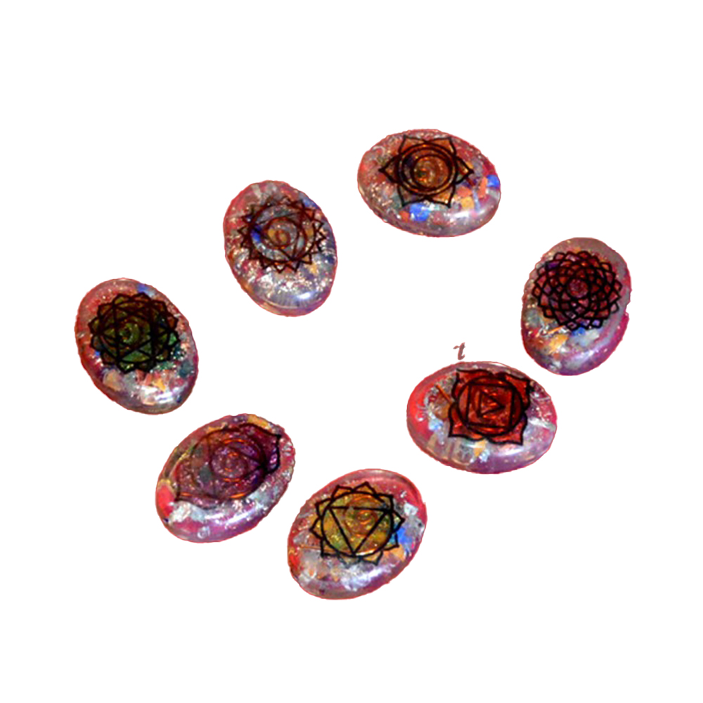 Chakra Stone Printed Orgone Oval Set