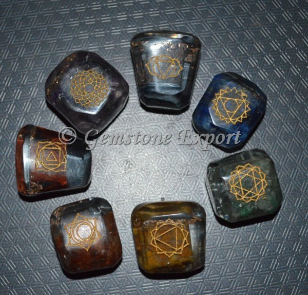 Orgone Chakra Engraved Tumbled Set