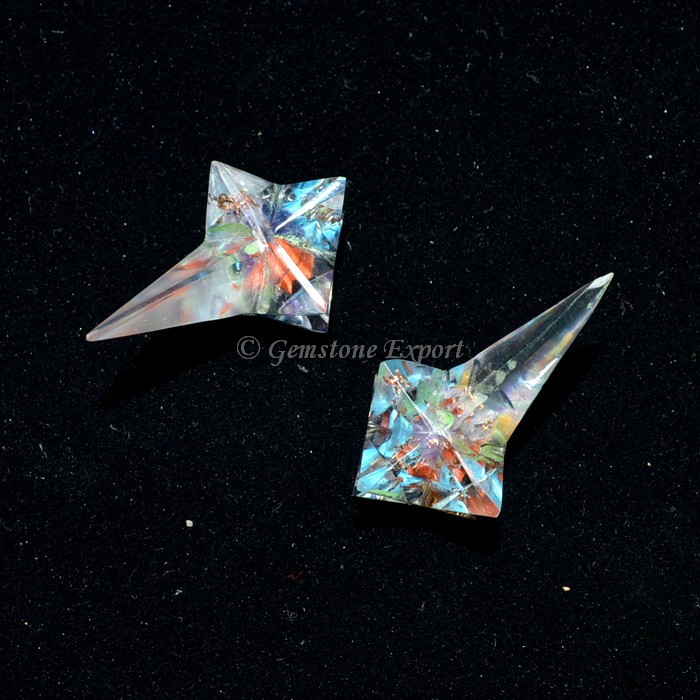 Chakra Stone Merkaba Star with Long Stick