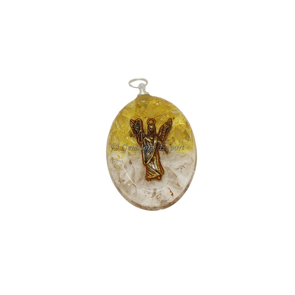 Crystal and Citrine Oval Orgone Pendant